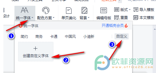 WPS PPT自定义正文与标题不同字体的方法