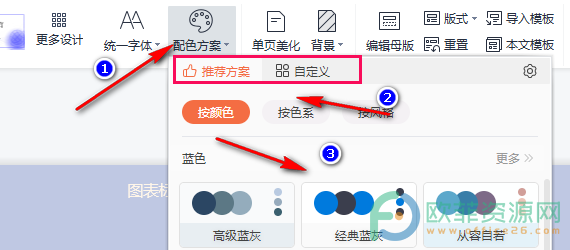 WPS PPT配色方案应用于当前幻灯片的方法