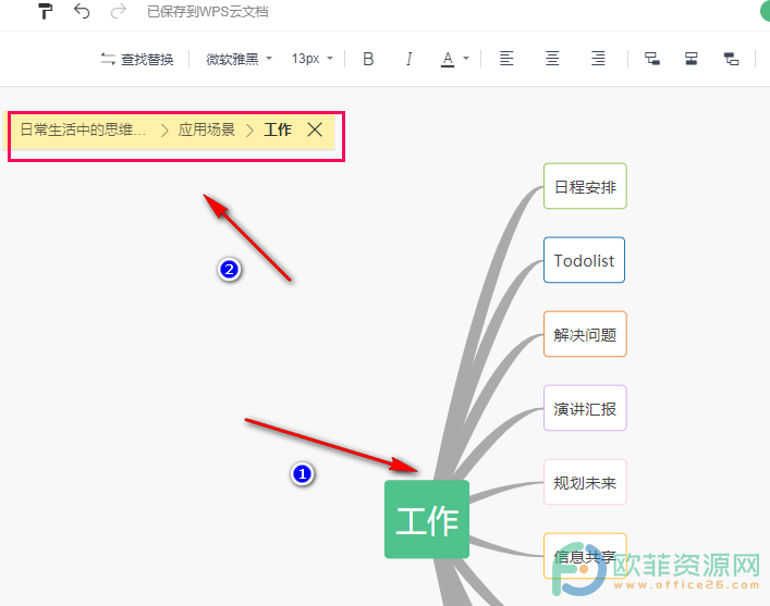 WPS PPT思维导图打开聚焦模式的方法