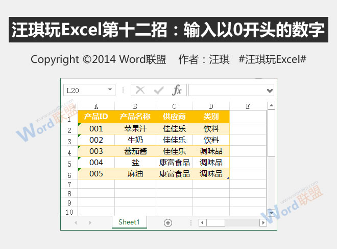 初始表格